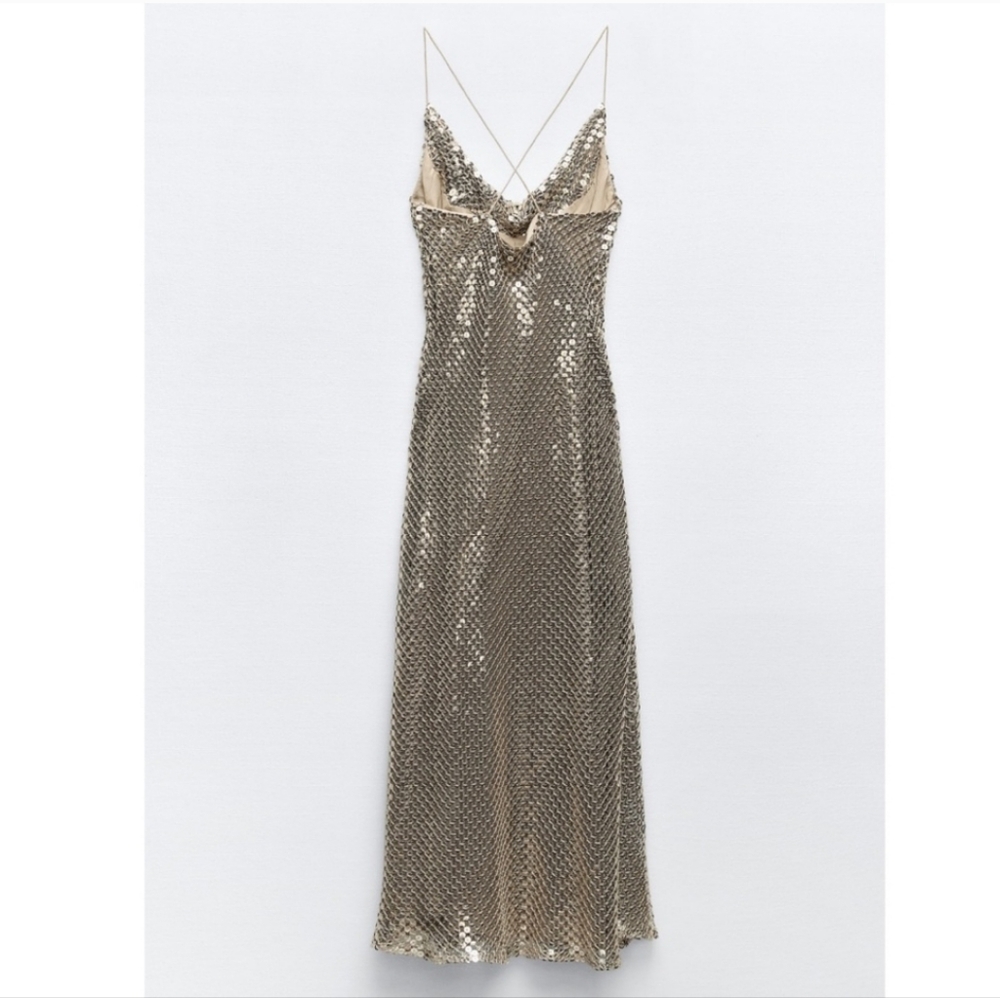 Zara gold mesh slip dress - Picture 9 of 16